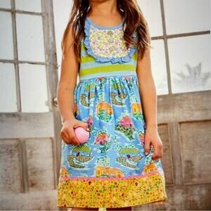Matilda Jane  Blue Gold Home Sweet Home Dress 8